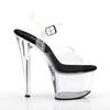 Pleaser - SKY308 Sandale à bride à la cheville, Pole dance chaussures - Chaussures de pole dance - Noir/Transparent Product image